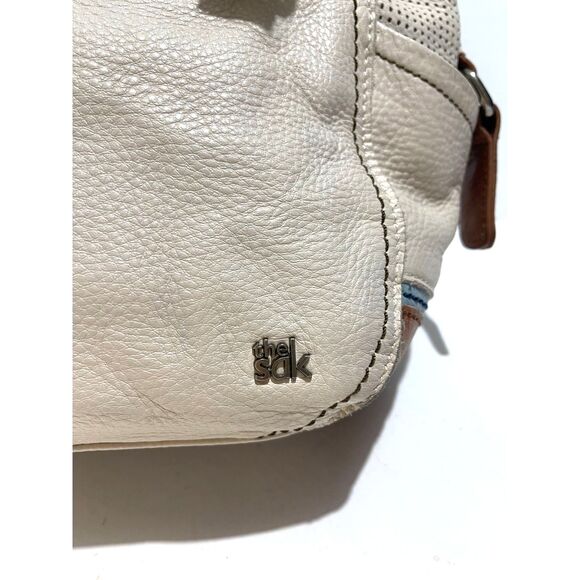 The Sack  genuine leather shoulder Bag neutral beige mid size boho women - Picture 8 of 13